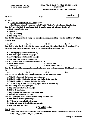 Đề kiểm tra giữa học kỳ II môn Khoa học tự nhiên Lớp 8 - Mã đề 343 - Năm học 2019-2020 - Trường THCS Bắc Sơn